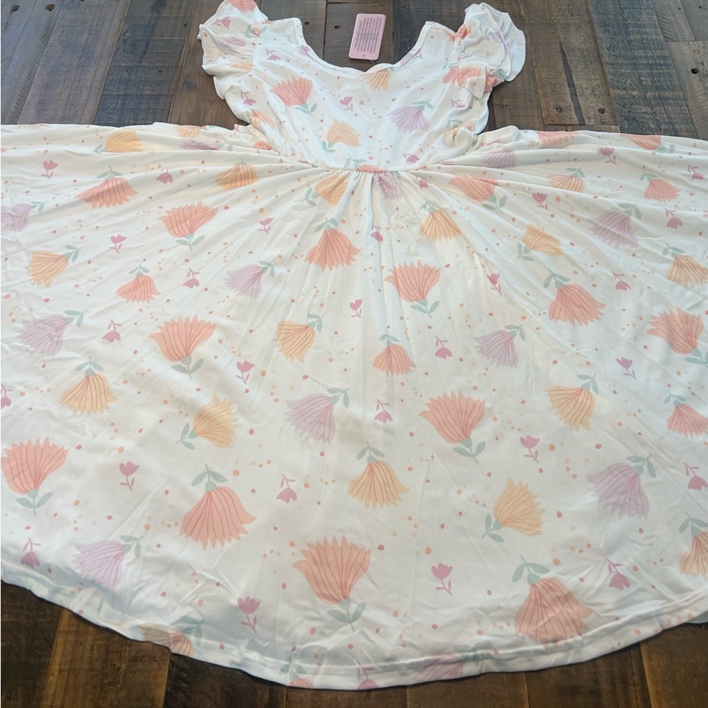 Dot Dot Smile size 5/6 or 8/10 girls falling tulips Empire twirl dress new